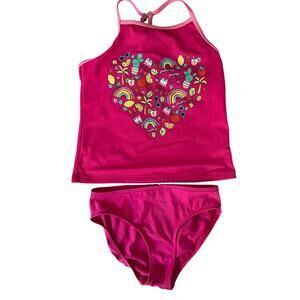 Lands End pink two piece tankini bathing suit size 8